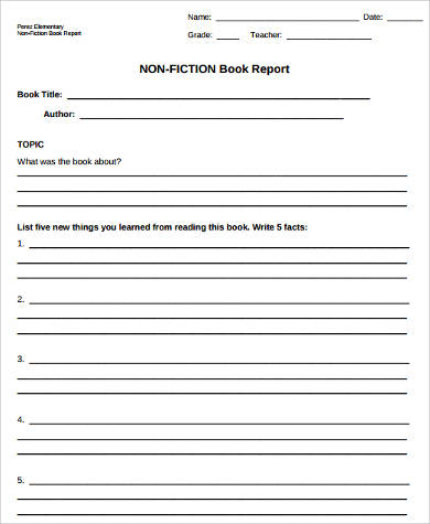 FREE 8+ Sample Book Report Forms in PDF | MS Word
