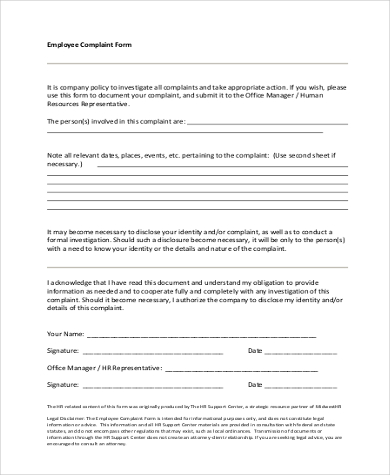 FREE 13+ Employee Complaint Form Samples, PDF, MS Word, Google Docs