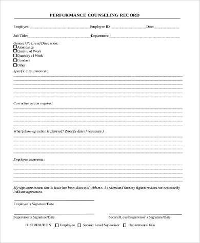 employee counseling record form