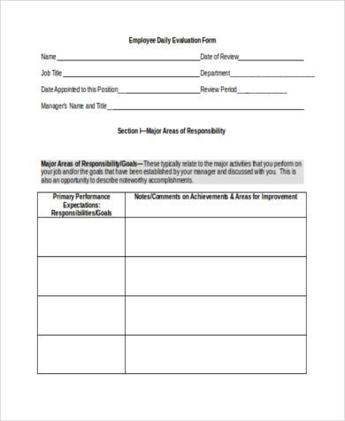 employee daily evaluation form