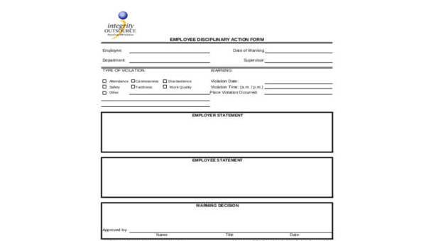Free Employee Disciplinary Action Form Template from images.sampleforms.com