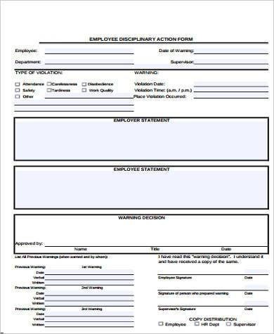 employee disciplinary action form1