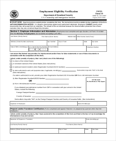 employee eligibility verification form