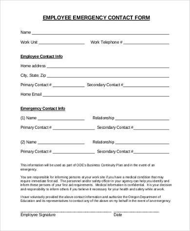 employee emergency contact form in pdf