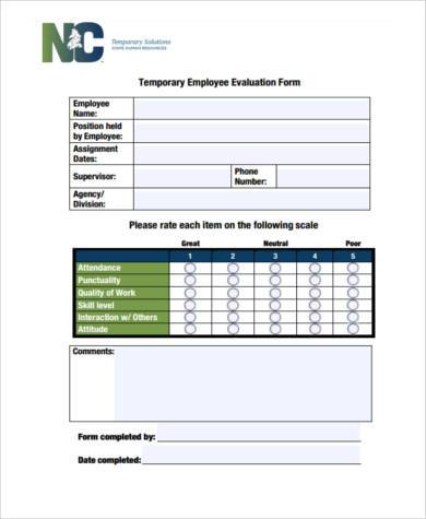 employee evaluation form example