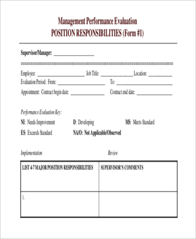 employee evaluation manager form