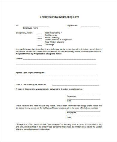 FREE 10+ Sample Employee Counseling Forms in PDF | MS Word