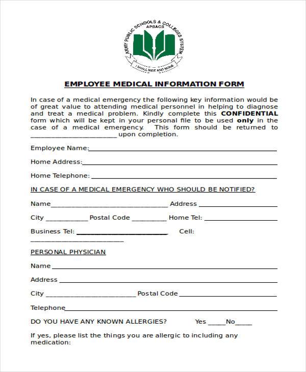 FREE 9+ Sample Medical Information Forms in PDF MS Word Excel