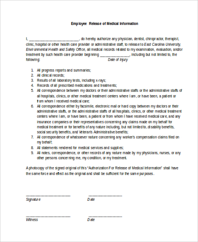 employee medical release of information form