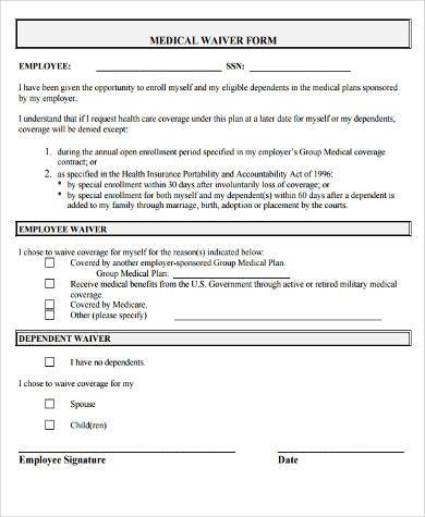 employee medical waiver form