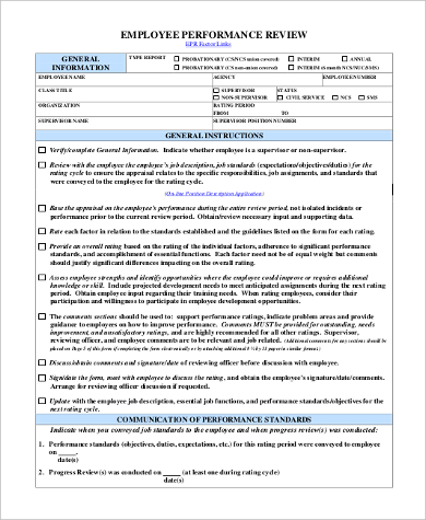 performance review employee sample samples pdf yeni clarion edu