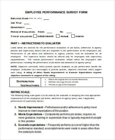employee performance survey form