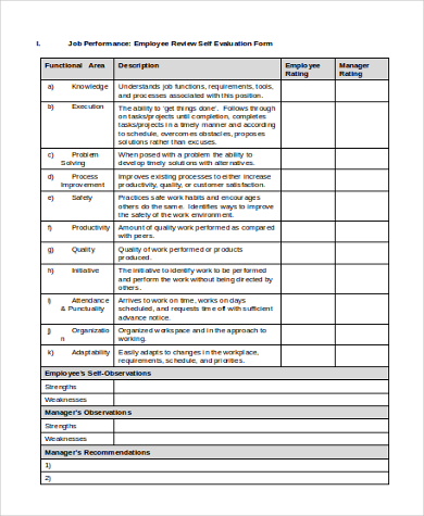 employee review self evaluation form