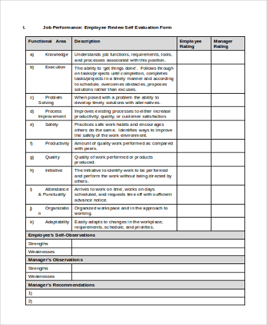 self evaluation employee form forms pdf word samples