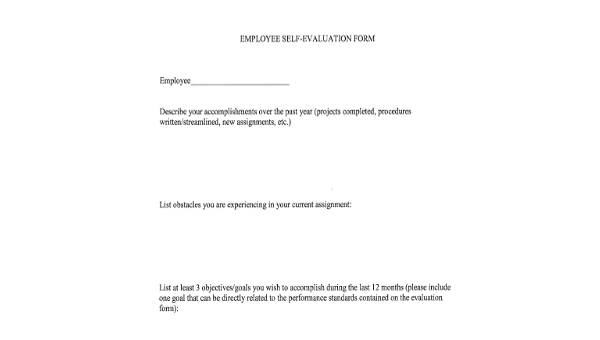 employee self evaluation forms