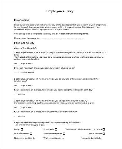employee survey form in pdf