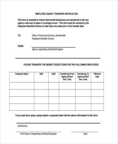 FREE 8+ Sample Employee Transfer Forms in PDF | MS Word