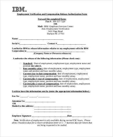 employee verification release form