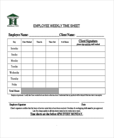 Free 7+ Sample Employee Time Sheets In Ms Excel 