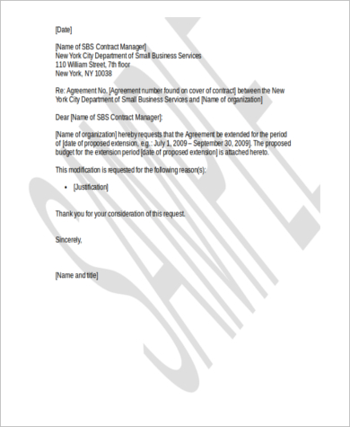 employment contract extension letter sample