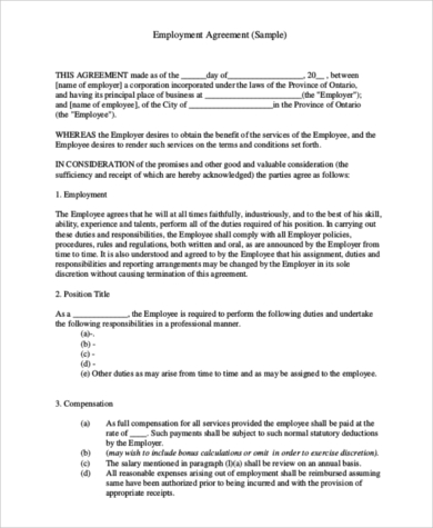 employment contract in pdf
