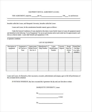 equipment contract form example1