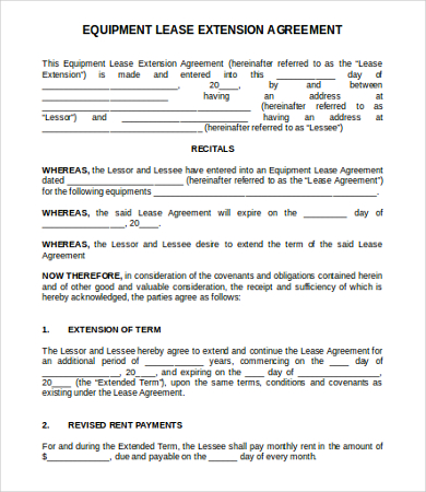 FREE 9+ Sample Lease Extension Agreement Forms in PDF | MS Word