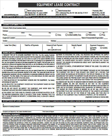 equipment lease form in pdf