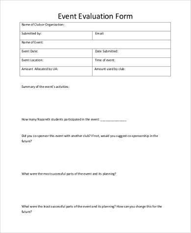 event evaluation form example
