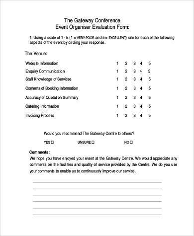 event organizer evaluation form