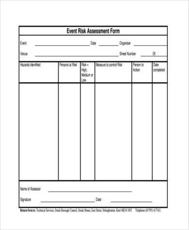 FREE 8+ Sample Event Risk Assessment Forms in PDF | MS Word | Excel