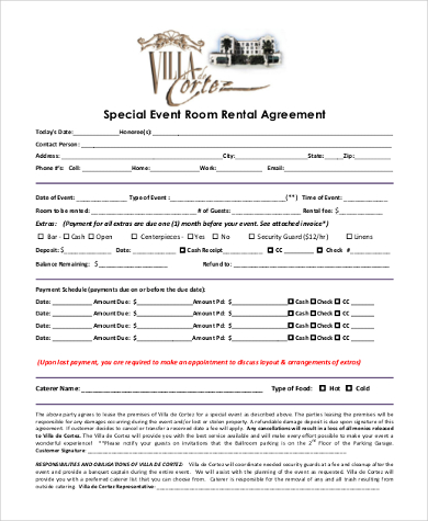 free 10 room rental agreement form samples in pdf ms word