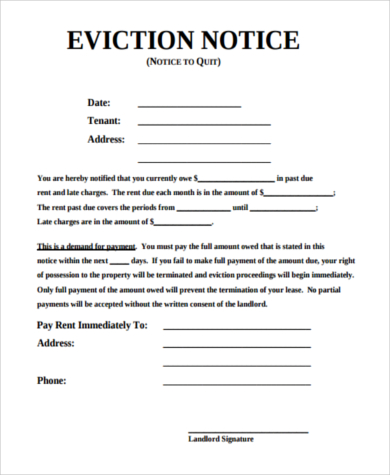 eviction notice form example