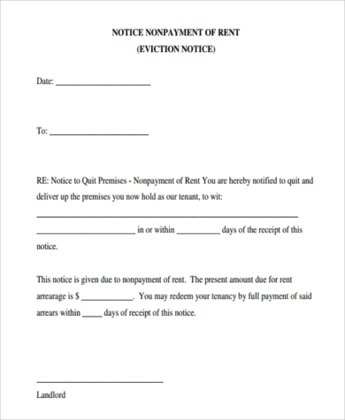 Free 7 Sample Printable Eviction Notice Forms In Pdf Ms Word