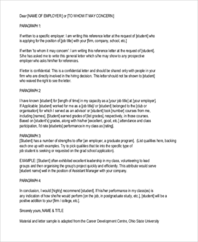 Recommendation Letter For Graduate Student From Employer from images.sampleforms.com