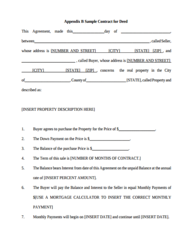example of contract for deed form
