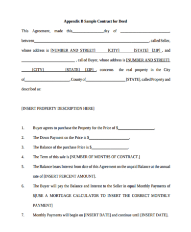 FREE 8+ Sample Contract for Deed Forms in PDF | MS Word