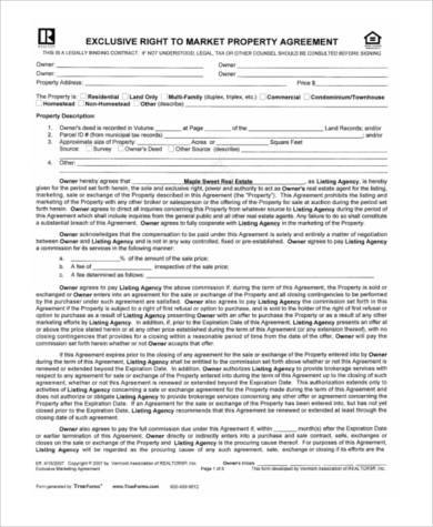 exclusive marketing agreement form