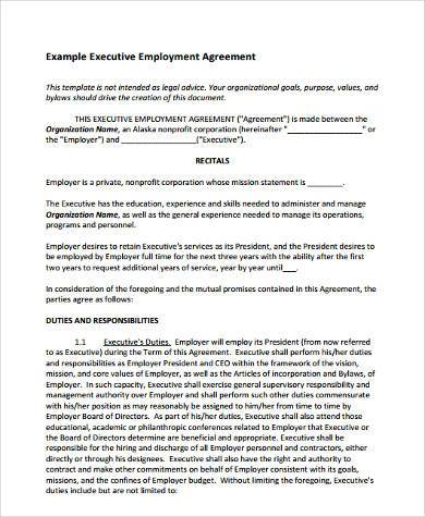 executive employment agreement form