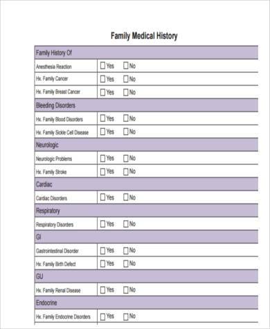 family medical history form pdf
