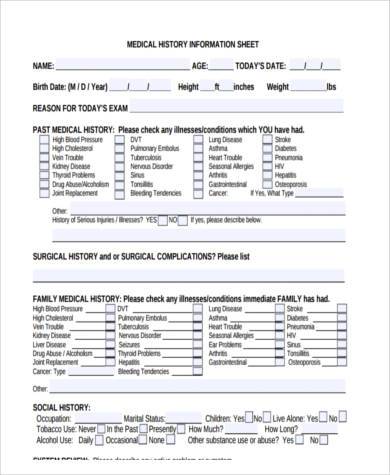 FREE 7+ Sample Family Medical History Forms