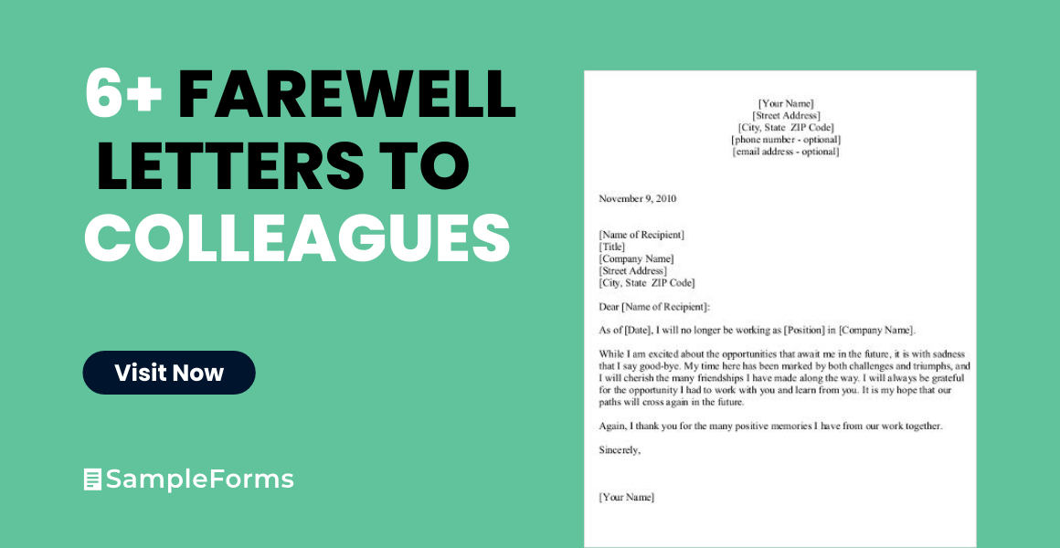 FREE 6+ Sample Farewell Letters to Colleagues in MS Word