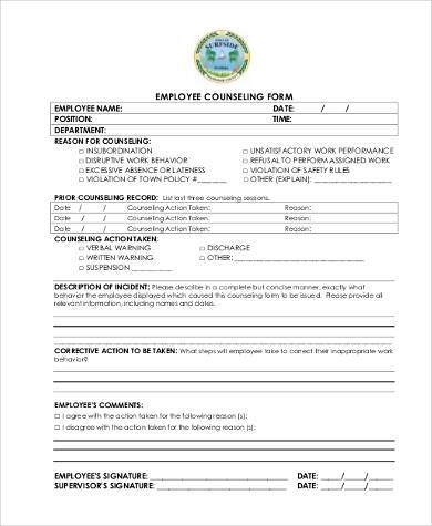 federal employee counseling form pdf