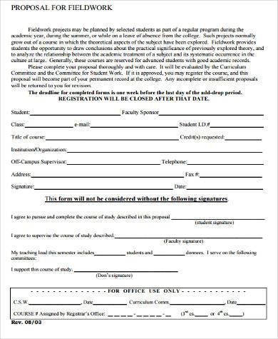 field work proposal form