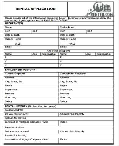 fillable rental application form pdf