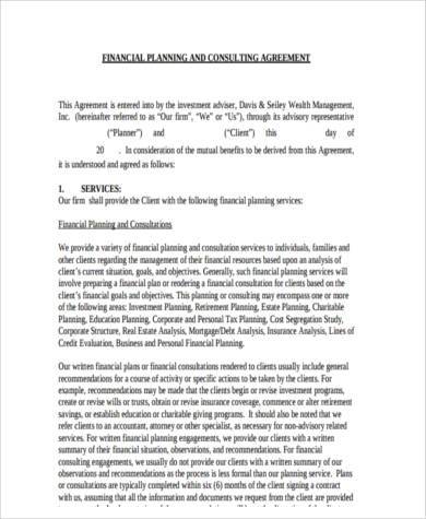 financial consulting agreement form