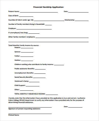 FREE 9+ Sample Financial Hardship Forms in PDF | MS Word