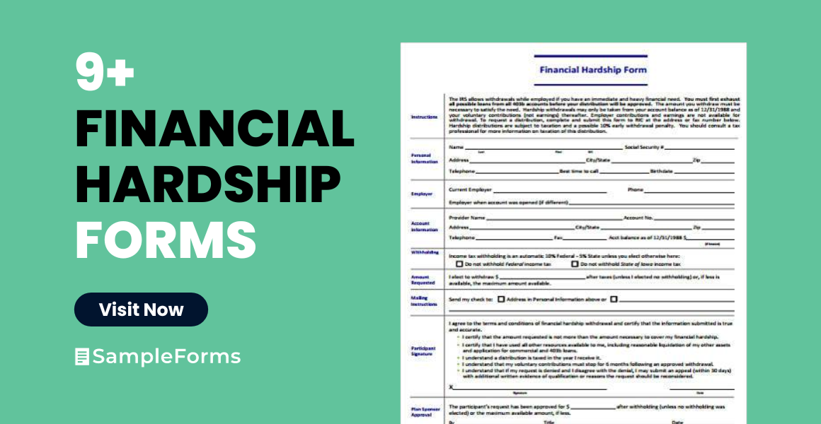 Free 9 Sample Financial Hardship Forms In Pdf Ms Word 9973