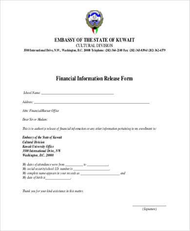 financial information release form