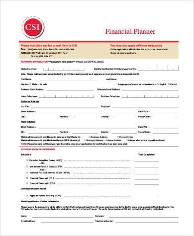 financial planning form example2
